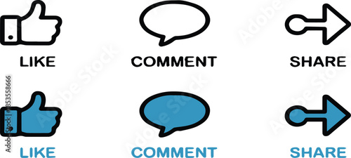 social engagement buttons like comment share ui ux symbols
