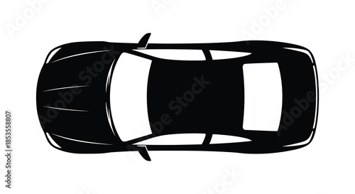 A top down view of a modern sports car design showcasing its sleek shape silhouette
