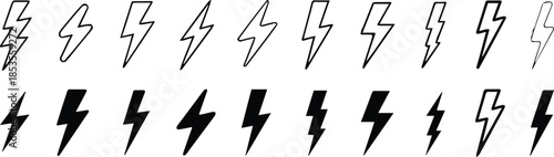 lightning icon pack bolt shapes vector icons for design