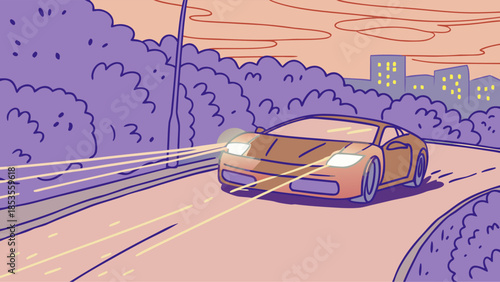 Sunlit Pine Forest with Misty Stream and Gentle Wildlife