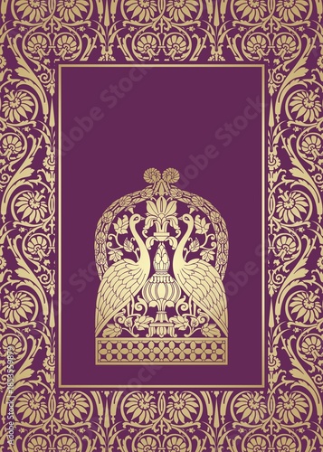 peacocks, feathers ,wedding card design, royal India	