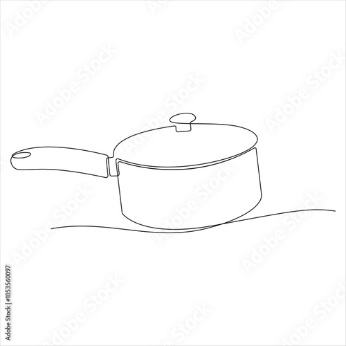 Continuous one line drawing of cooking pot cooking utensil concept simple line art design vector illustration