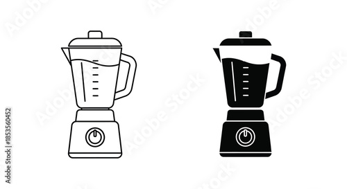 Two different styles of kitchen blenders are shown in a simple graphic representation silhouette