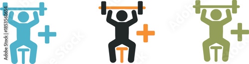 People Lifting Weights Icons Set