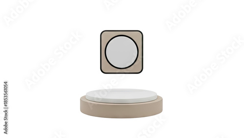 Modern Minimalist Beige Pedestal with Floating Square Frame