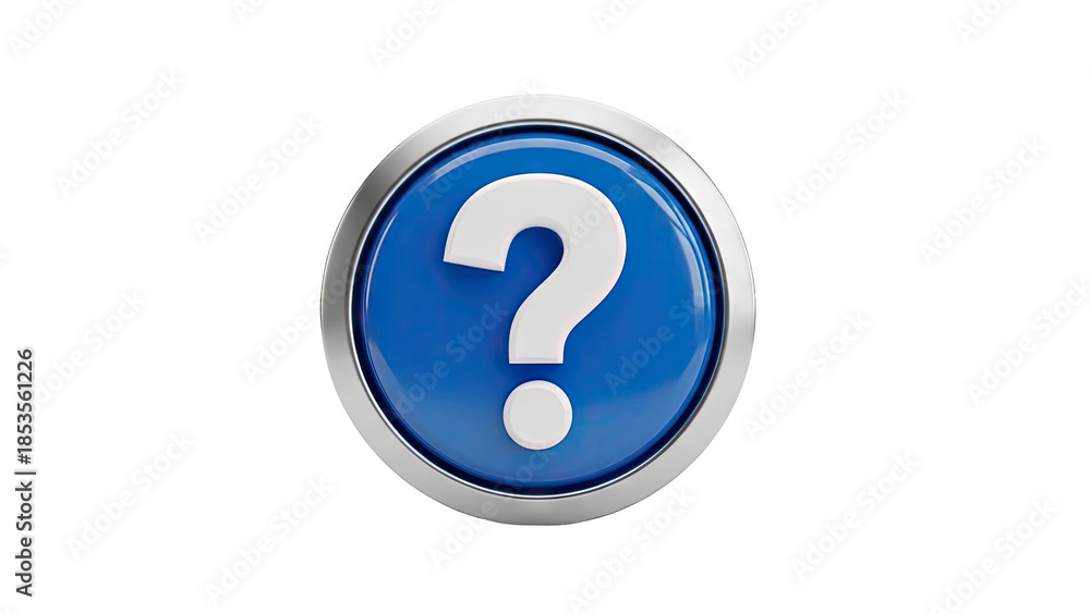 Naklejka premium 3D Blue Question Mark Button Icon