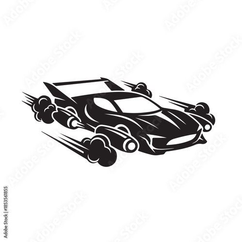 "Sports Car Racing Silhouette Vector Illustration"