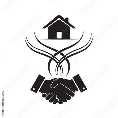 "Real Estate Partnership Handshake Icon Vector"