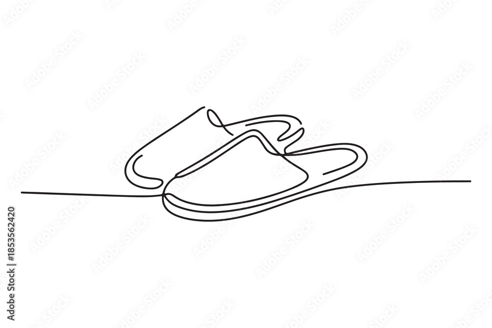 Obraz premium One line drawing of simple slippers illustration 