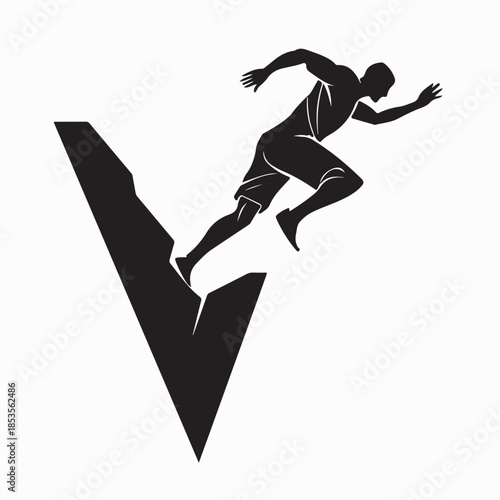 Athlete Parkour Jumping Urban Wall Isolated on White Background