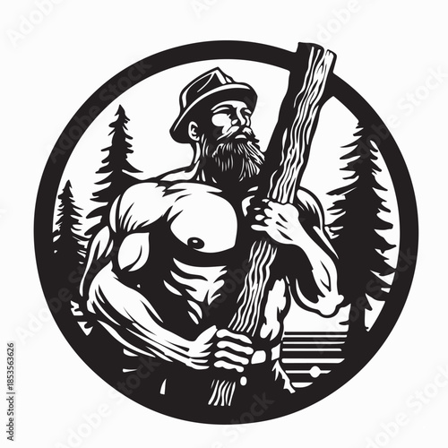 Muscular lumberjack Vector Image Isolated on White Background