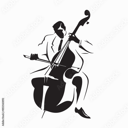 Double Bass musician Logo Image on white background