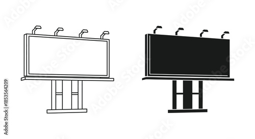 A pair of billboard sketches one light and one dark demonstrating different representations silhouette