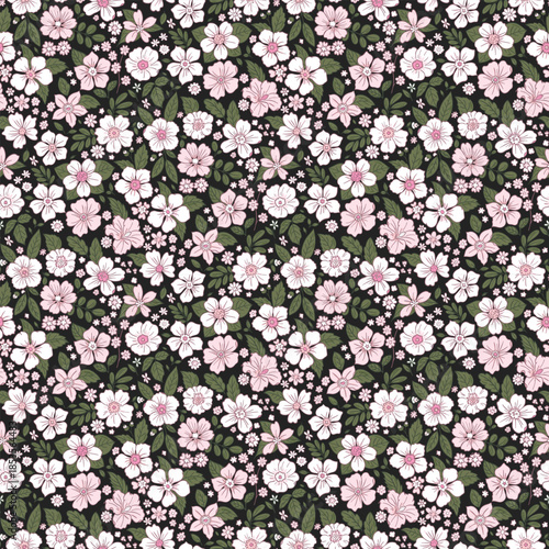 Elegant floral pattern. hand drawn flowers. Liberty style. Floral seamless background. Vintage flower print for fabric, textiles, clothing, wrapping, cover, banner, home decor, abstract background