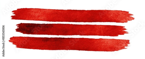 Three horizontal red watercolor brushstrokes (4)