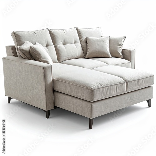 Light beige sectional sofa with chaise lounge