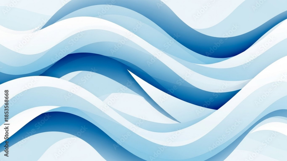 Fototapeta premium Soothing blue and white wavy abstract background with smooth curves and gradient shades for design and decoration