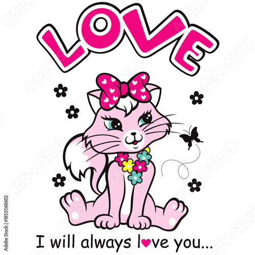 love cat  print vector  