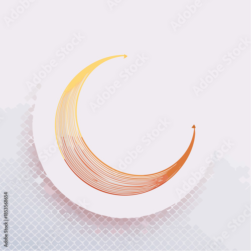 A serene crescent moon glows softly in the night sky, surrounded by subtle brush strokes and gentle light, an ethereal illustration