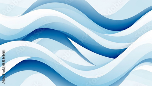 Soothing blue and white wavy abstract background with smooth curves and gradient shades for design and decoration