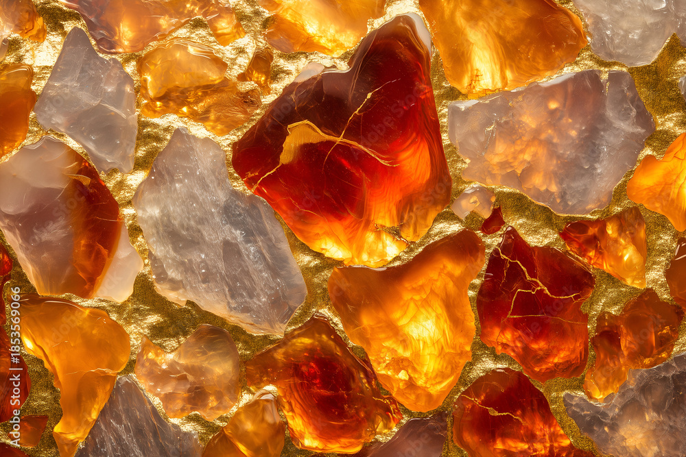 Obraz premium Luxury Golden Amber and Crystal Stone Texture Background
