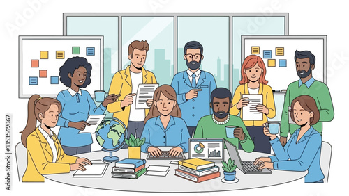 Diverse business team meeting in modern office, collaboration and strategy