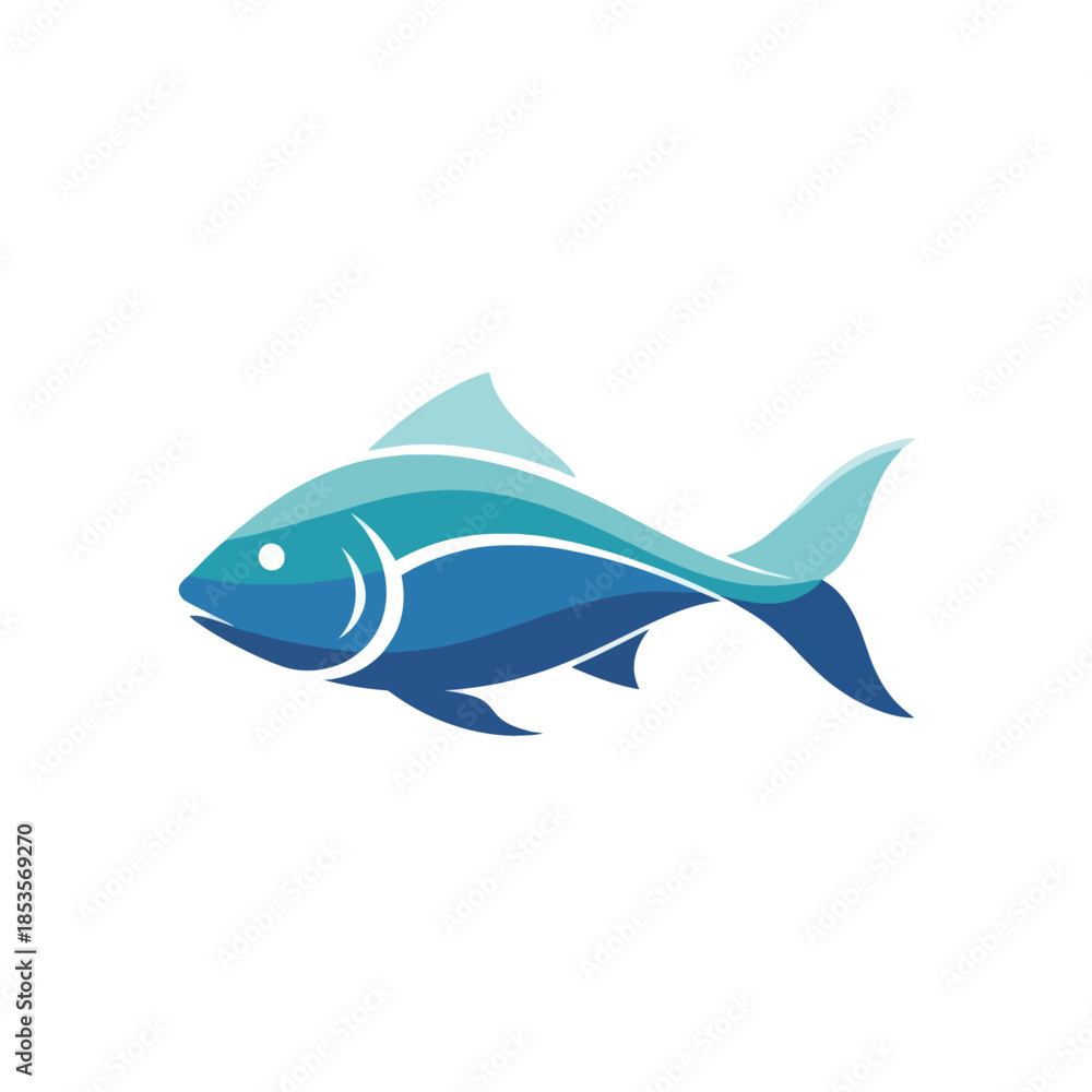 Fototapeta premium Stylized blue fish illustration showcasing vibrant aquatic life with smooth gradients and modern