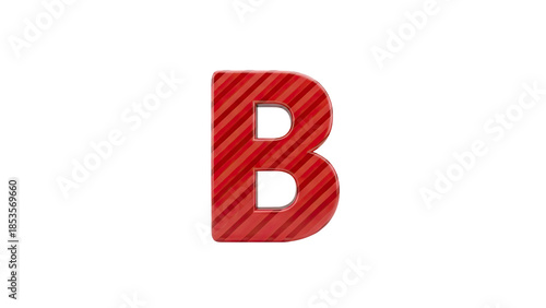 3D Red Striped Letter B Icon