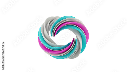 Abstract Swirling Ring with Pink, Teal, and White Curves