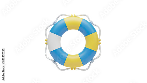 Colorful Lifebuoy with Rope, Beach and Summer Symbol