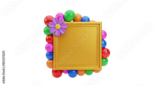 Colorful Balloon & Flower Frame Mockup | Party Celebration & Greeting Card