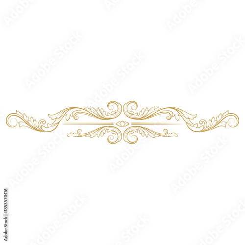 Elegant Golden Flourish Intricate Ornate Scrollwork Design Luxurious Vintage Divider Element