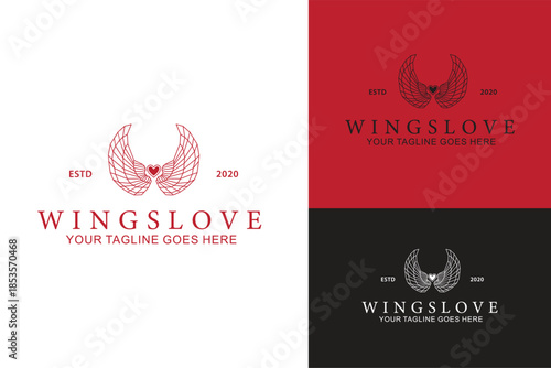 Geometric wings with love icon design illustration