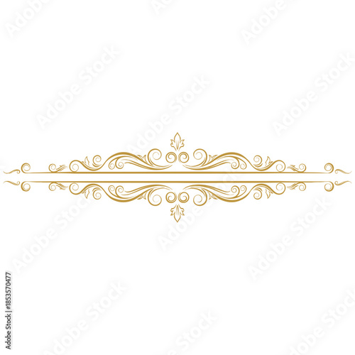 Elegant Golden Swirls Ornate Flourish Decorative Divider Classic Vintage Design