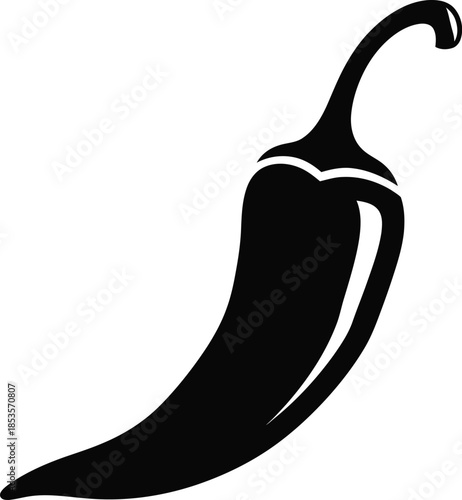 A simple black and white illustration of a single chili pepper shape