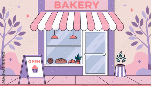 Pastel Bakery Goods Vector with Minimalist Design for Patisserie and Dessert Shop Menus