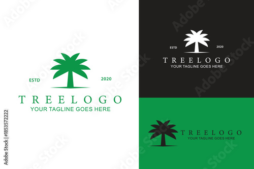beach Palm tree nature leaf silhouette logo