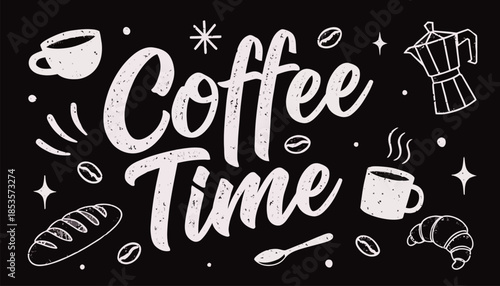 Hand Drawn Coffee Shop Doodles in Monochrome Style for Menu Backgrounds and Graphics