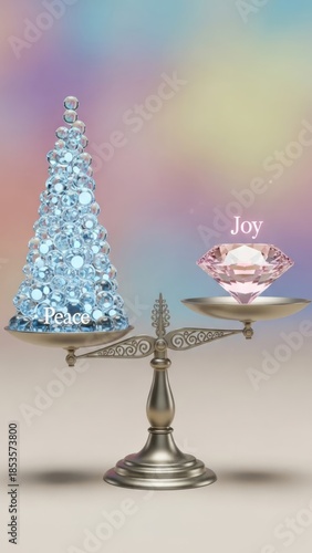 Balance of Peace and Joy Scale Symbolism Emotions. Concept featuring balance, peace, joy, scale, symbolism.
