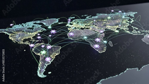Global Network Connections Map World Map Data Connections Digital Map. Concept featuring world map, global network, data connections, digital map, technology.