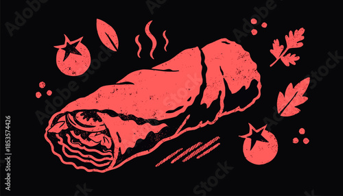 Single Color Silhouette Chicken Wrap Vector Illustration for Food Icon Design