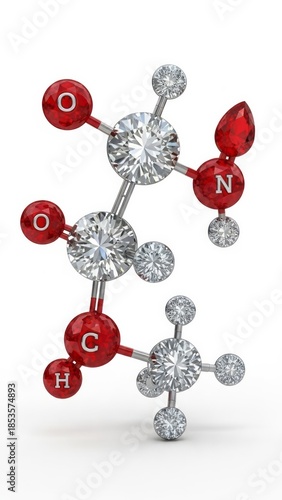 Molecular Structure with Diamonds and Gems Molecule Chemical Structure Atoms. Concept featuring molecule, chemical structure, diamonds, gems, atoms.