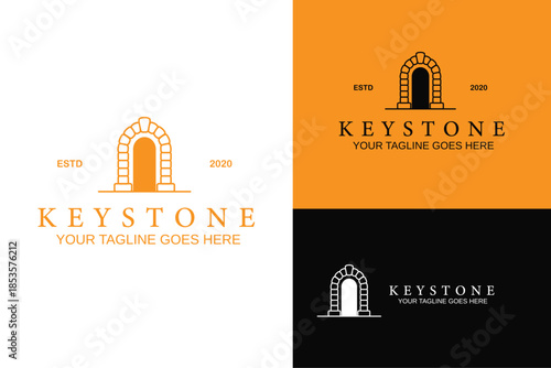 keystone arch medieval gate line art