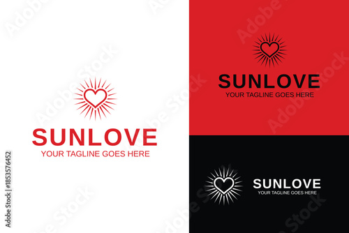 sun love light valentine day heart line art
