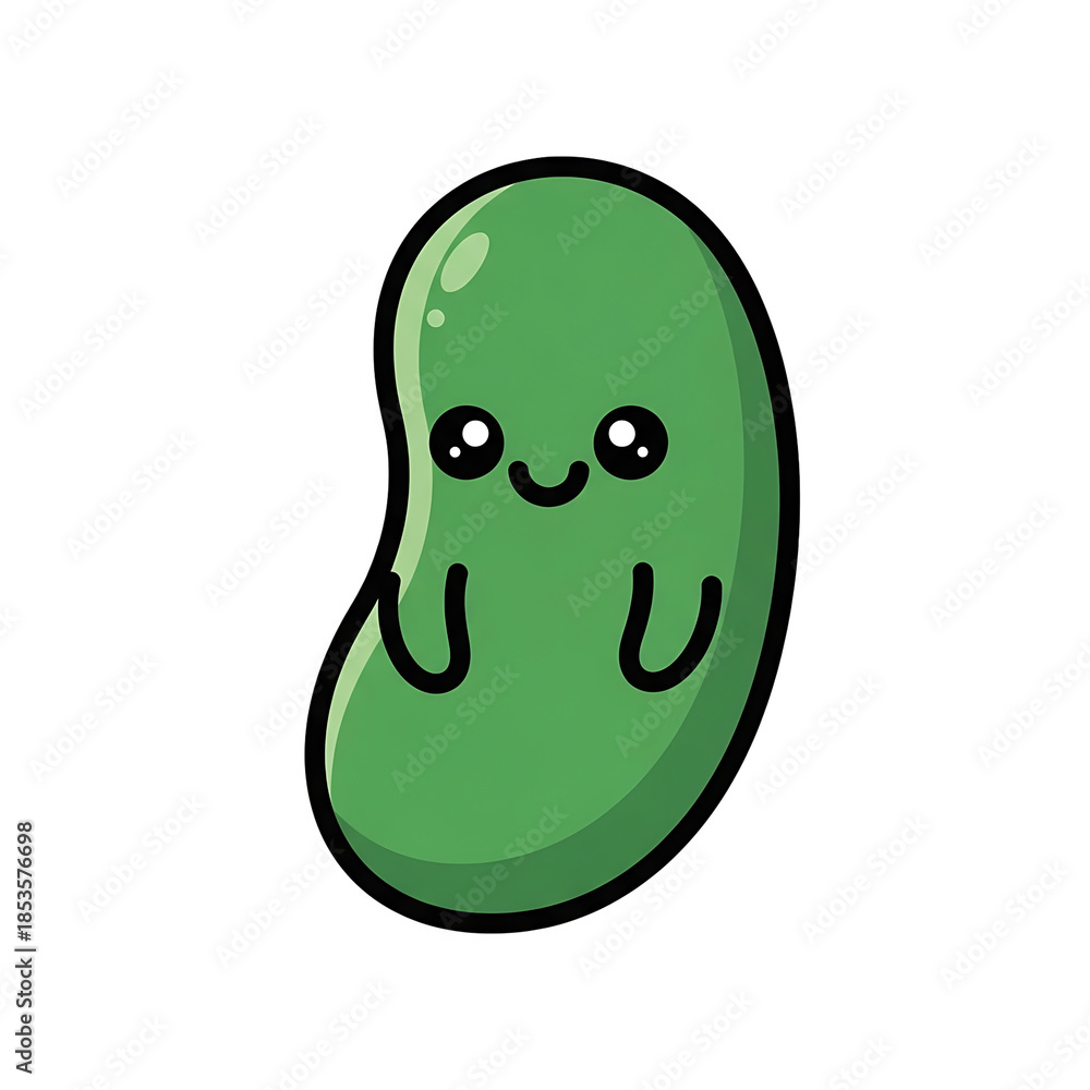 Fototapeta premium Cute Green Bean Cartoon. (2)