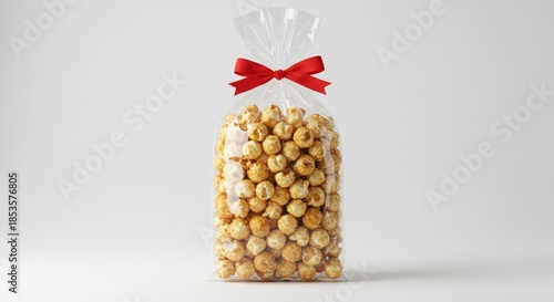 Caramel Popcorn Bag with Red Ribbon Gift
