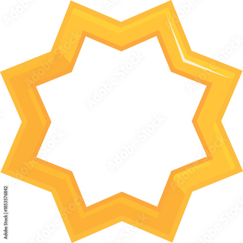 Shiny eight pointed golden star symbolizing faith, spirituality, and cultural heritage within islam