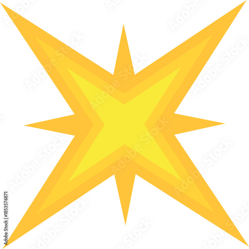 Yellow star radiating dynamic energy, perfect for adding a vibrant touch to projects related to celebration, achievement, or attention grabbing visuals