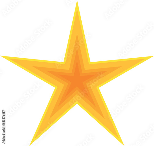 Five pointed star with layered design creating a gradient effect from dark orange center to light yellow tips