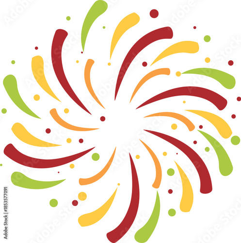 Colorful fireworks exploding in a spiral shape, adding a festive touch to celebrations and special occasions
